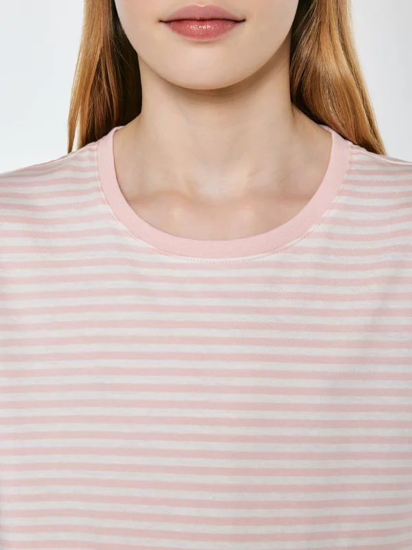Koszulka dziewczęca w paski różowa Mica 600