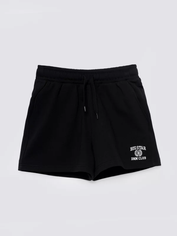 Szorty dziewczęce dresowe z haftem czarne Amaja 906