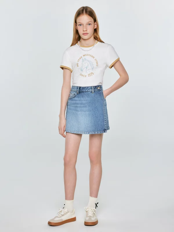 Spódnico-szorty dziewczęce jeansowe niebieskie Juni 466