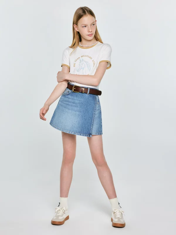 Spódnico-szorty dziewczęce jeansowe niebieskie Juni 466