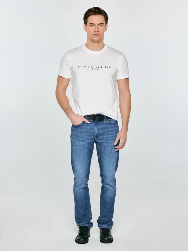 Koszulka męska z nadrukiem biała Oliver 100