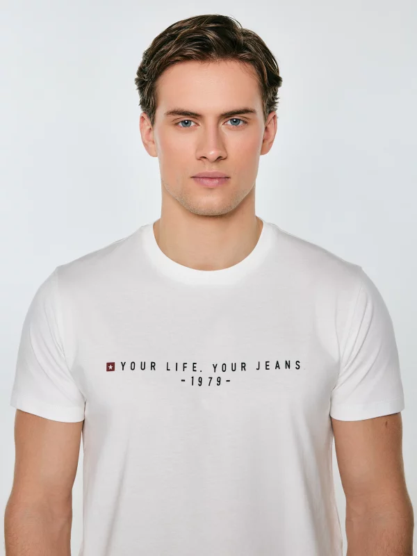 Koszulka męska z nadrukiem biała Oliver 100