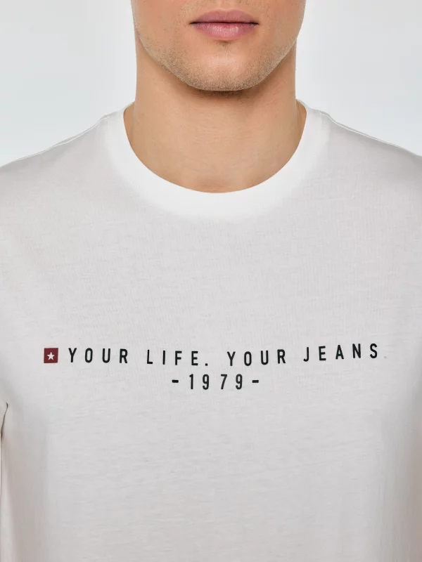 Koszulka męska z nadrukiem biała Oliver 100