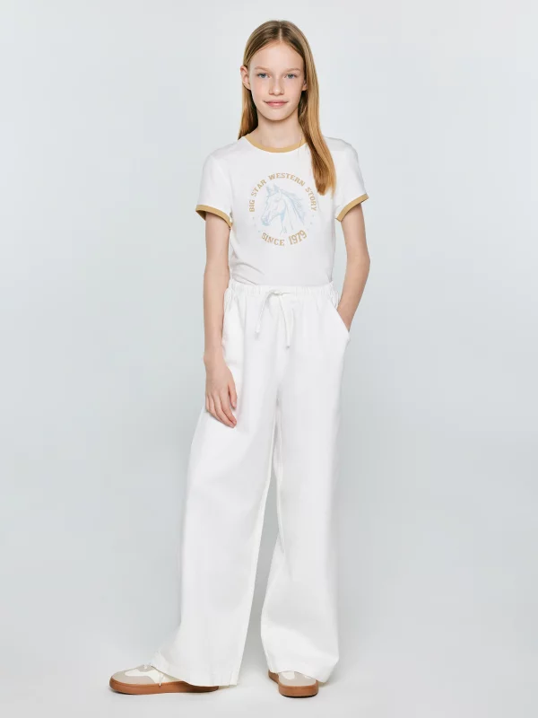 Spodnie dziewczęce wide białe Polena 100