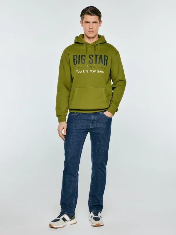 Bluza męska z kapturem z logo BIG STAR zielona Ashlyno 301