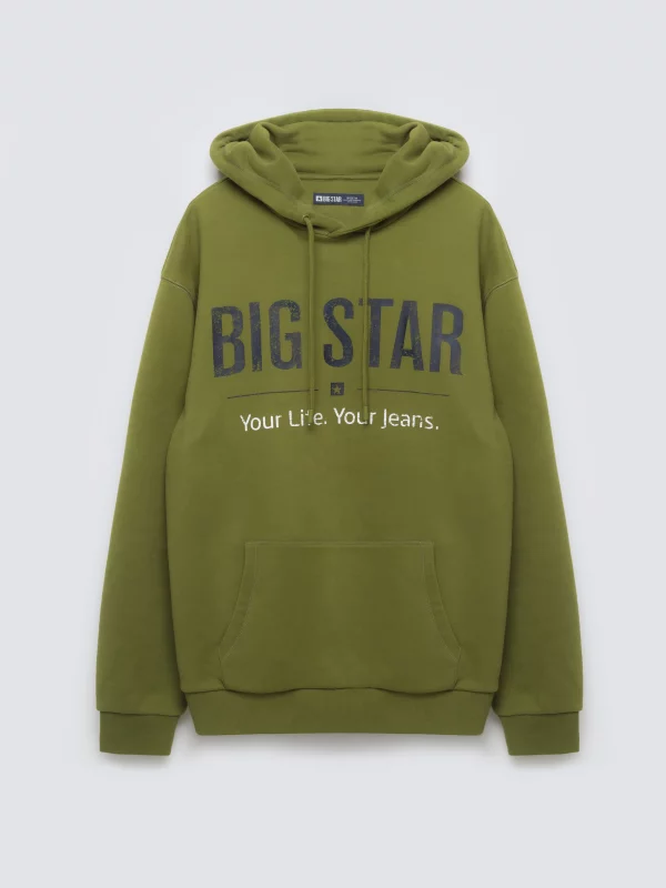 Bluza męska z kapturem z logo BIG STAR zielona Ashlyno 301