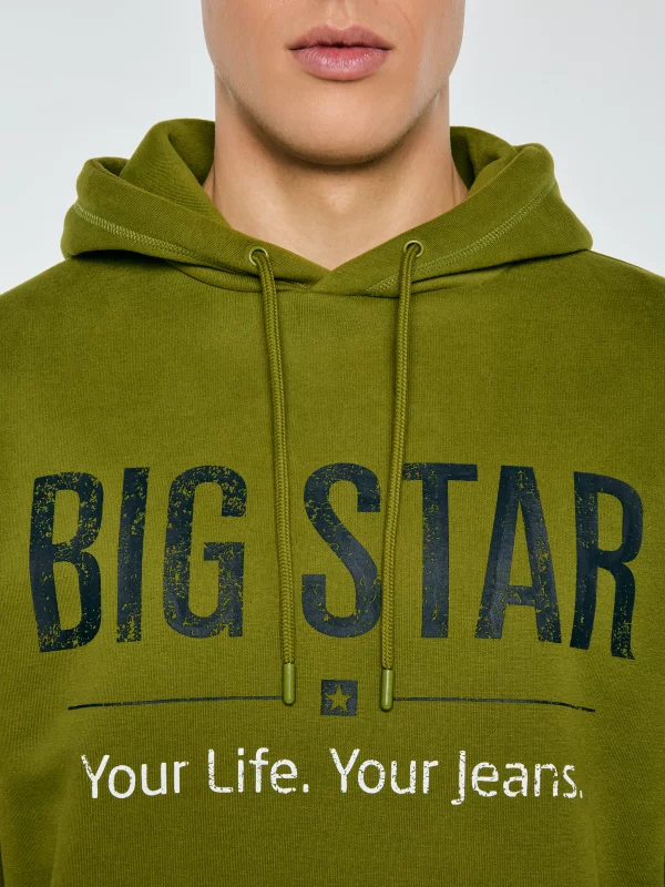 Bluza męska z kapturem z logo BIG STAR zielona Ashlyno 301