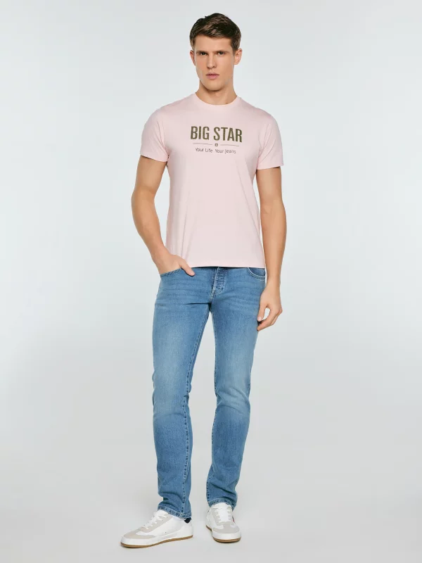 Koszulka męska o klasycznym kroju różowa Bruno 600