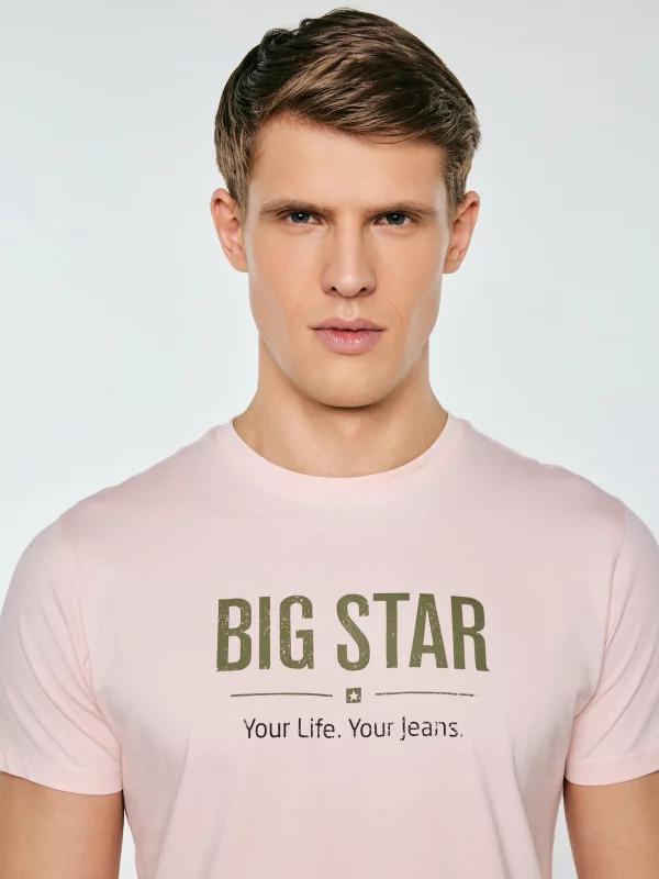 Koszulka męska o klasycznym kroju różowa Bruno 600