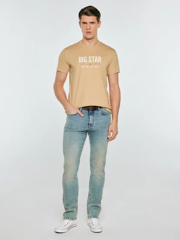 Koszulka męska o klasycznym kroju beżowa Bruno 800