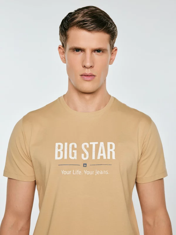 Koszulka męska o klasycznym kroju beżowa Bruno 800