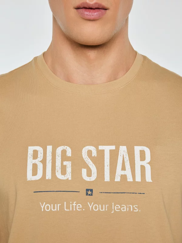 Koszulka męska o klasycznym kroju beżowa Bruno 800