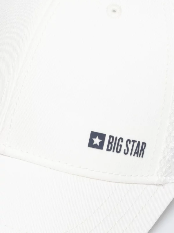 Czapka męska z daszkiem z kontrastowym logo biała Vintyg 101