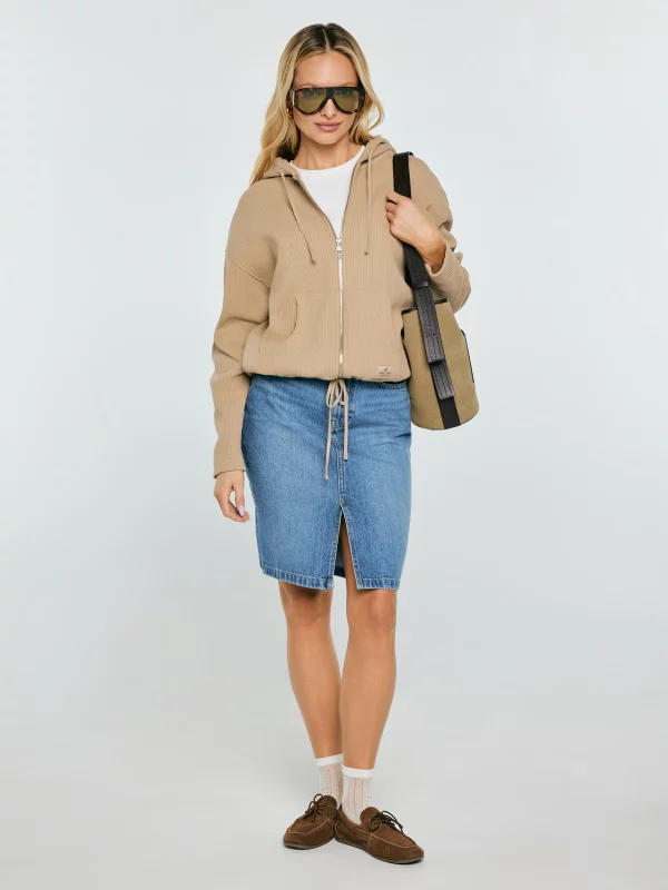 Bluza damska rozpinana z kapturem beżowa Grala 801