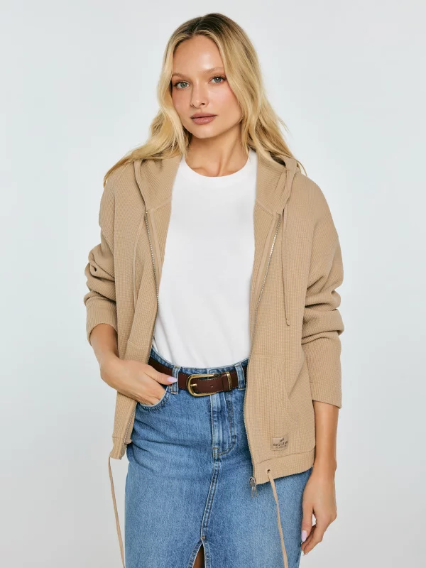 Bluza damska rozpinana z kapturem beżowa Grala 801