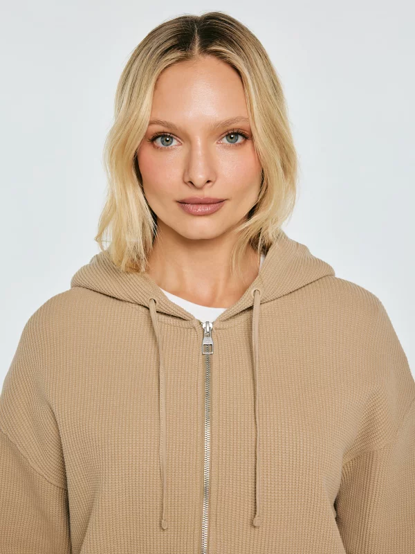 Bluza damska rozpinana z kapturem beżowa Grala 801