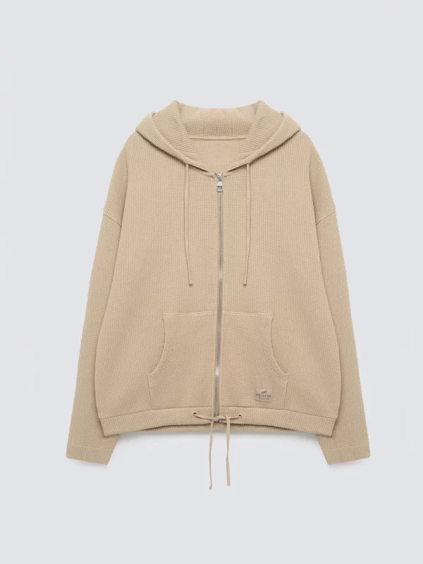 Bluza damska rozpinana z kapturem beżowa Grala 801