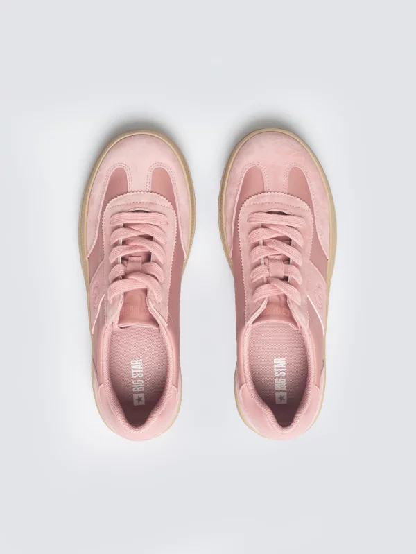 Sneakersy damskie z dodatkiem skóry naturalnej różowe TT274196 601