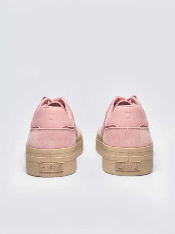 Sneakersy damskie z dodatkiem skóry naturalnej różowe TT274196 601