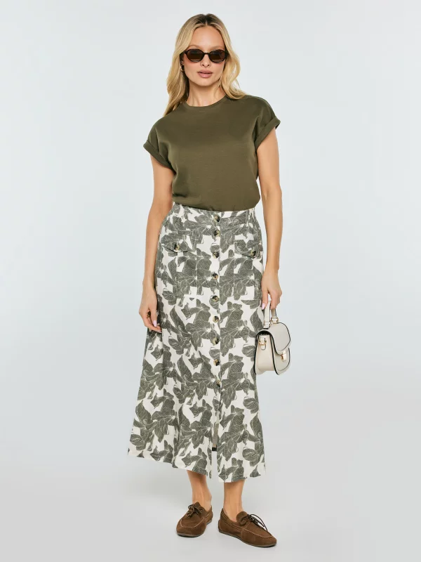 Koszulka damska z podwijanym rękawem khaki Adela 303