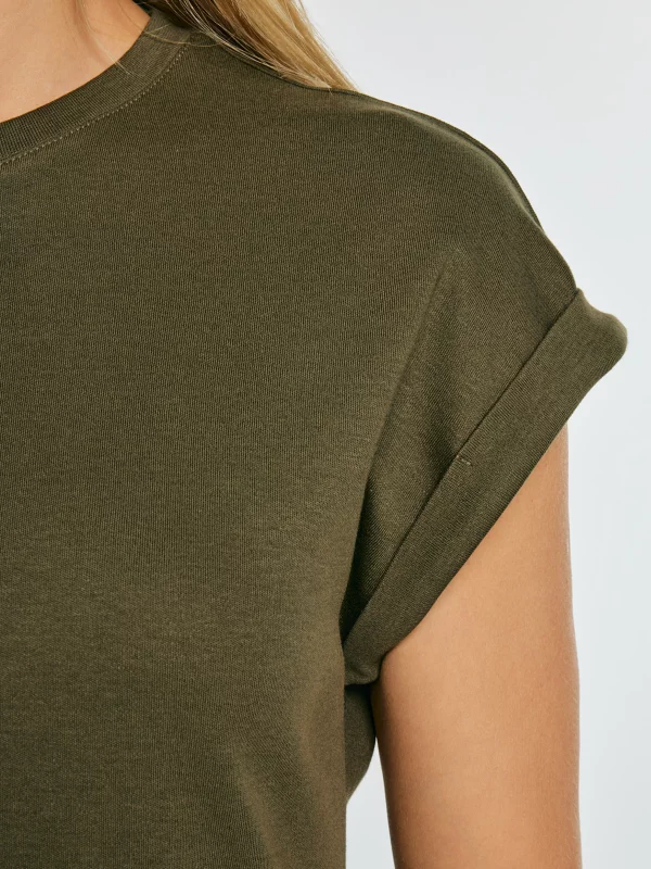 Koszulka damska z podwijanym rękawem khaki Adela 303