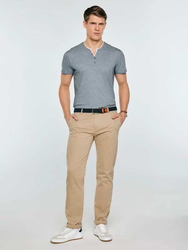 Koszulka męska w drobne paski granatowa Alanso 403