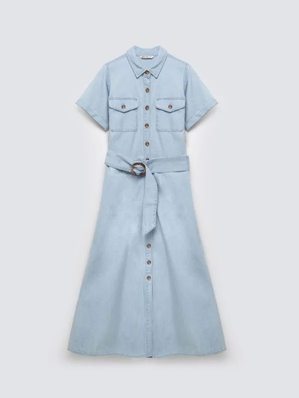 Sukienka damska midi jeansowa trapezowa niebieska Becca 136