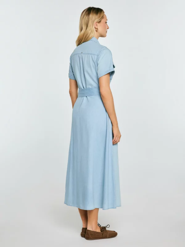 Sukienka damska midi jeansowa trapezowa niebieska Becca 136