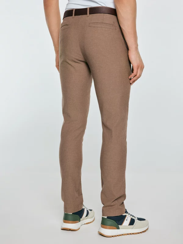 Spodnie męskie chinosy w drobny wzorek beżowe Erhati 801