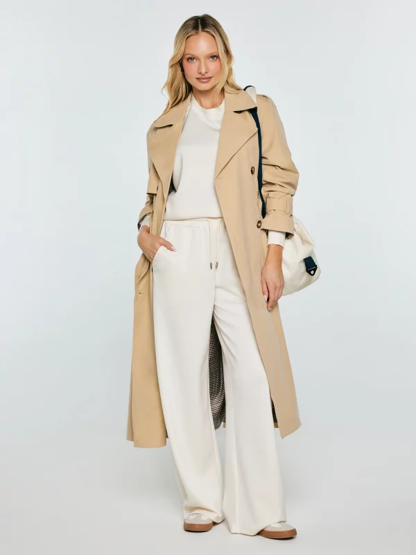 Spodnie damskie dresowe z szeroką nogawką kremowe Lunarap 102