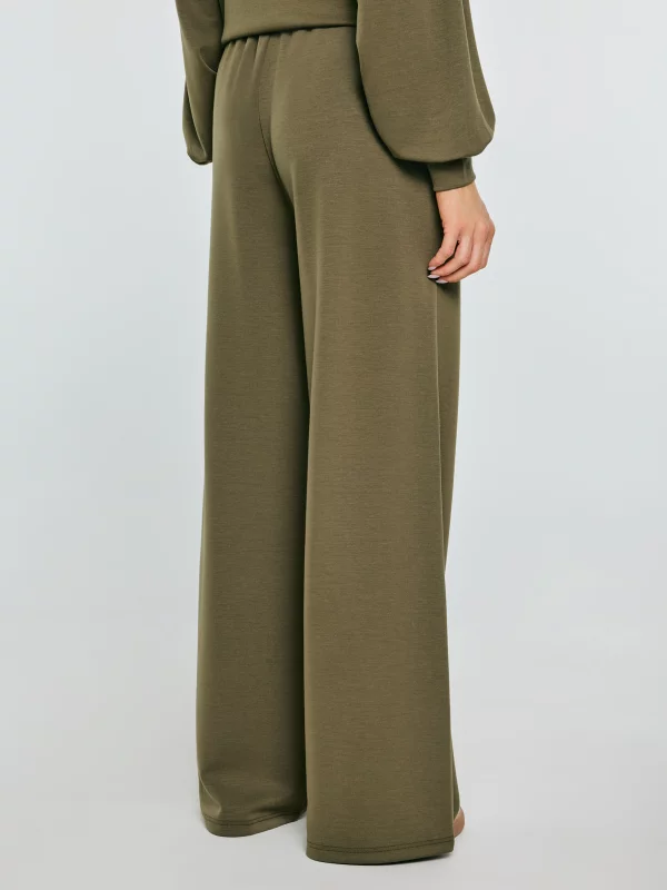 Spodnie damskie dresowe z szeroką nogawką khaki Lunarap 303