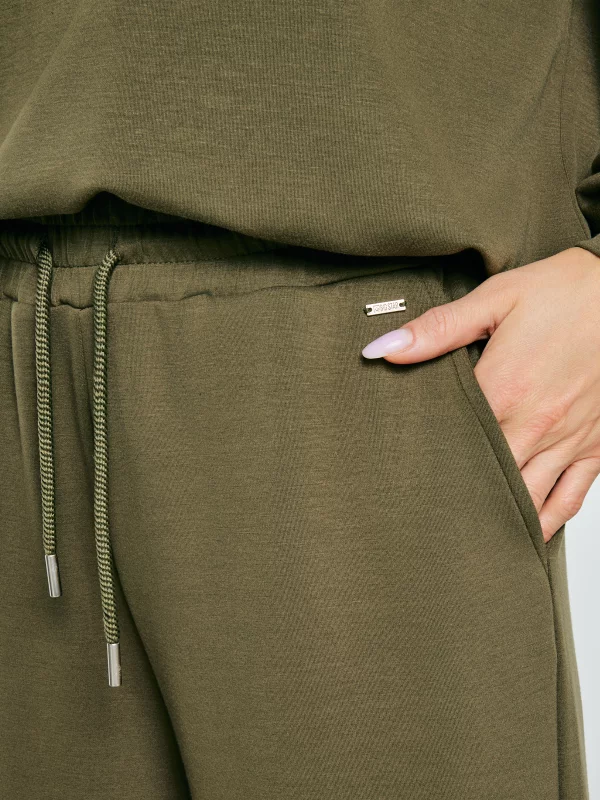 Spodnie damskie dresowe z szeroką nogawką khaki Lunarap 303