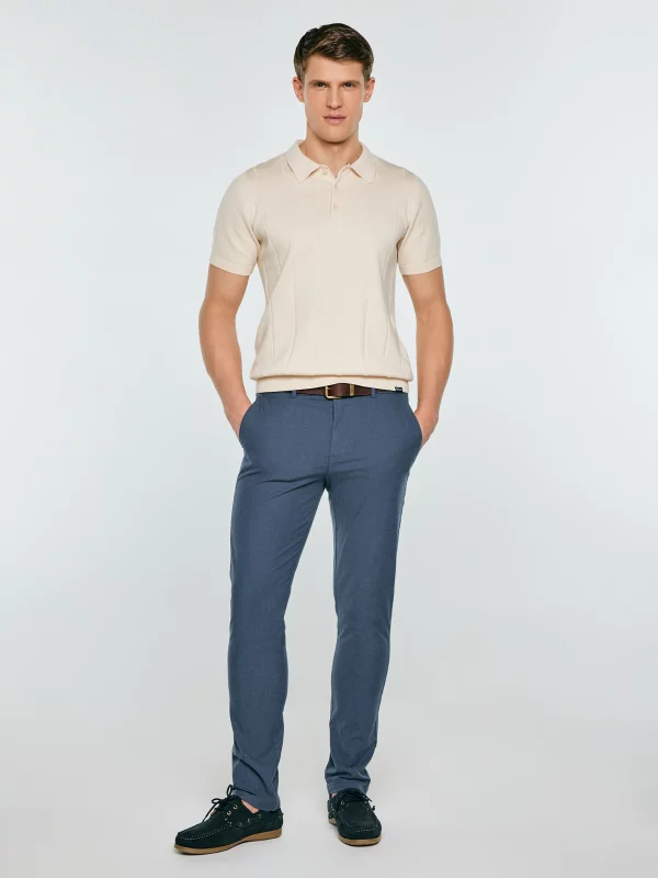 Sweter męski polo z krótkim rękawem perłowy Matison 103