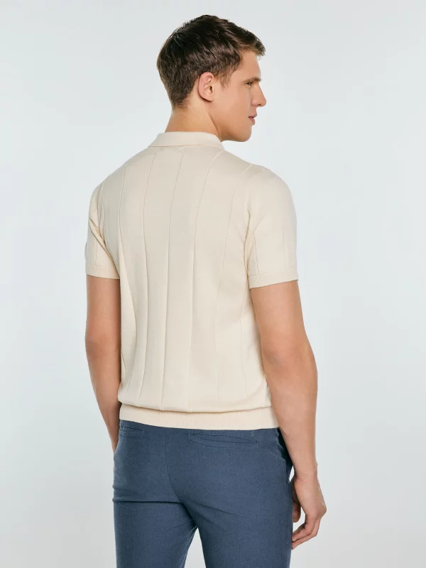 Sweter męski polo z krótkim rękawem perłowy Matison 103