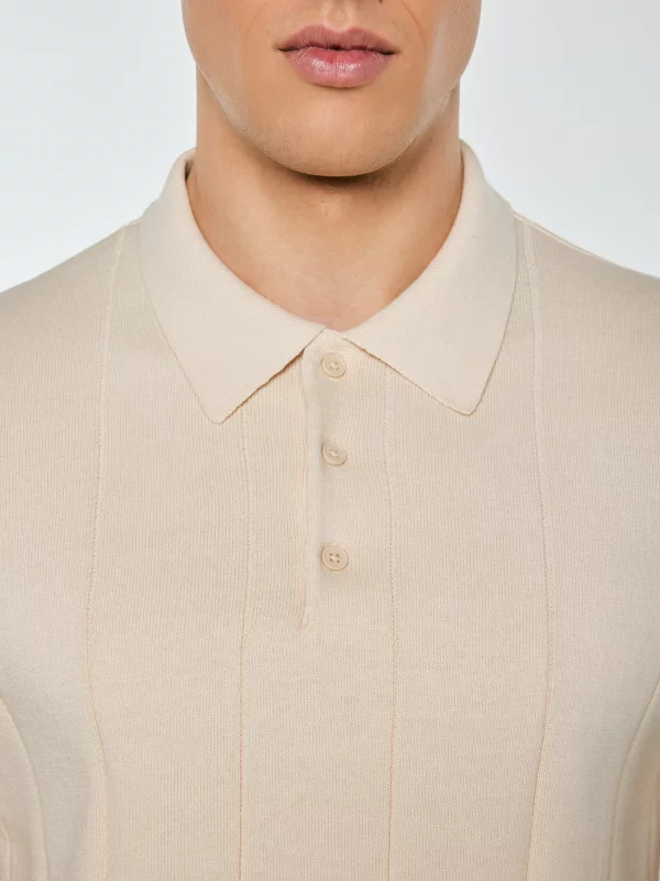 Sweter męski polo z krótkim rękawem perłowy Matison 103