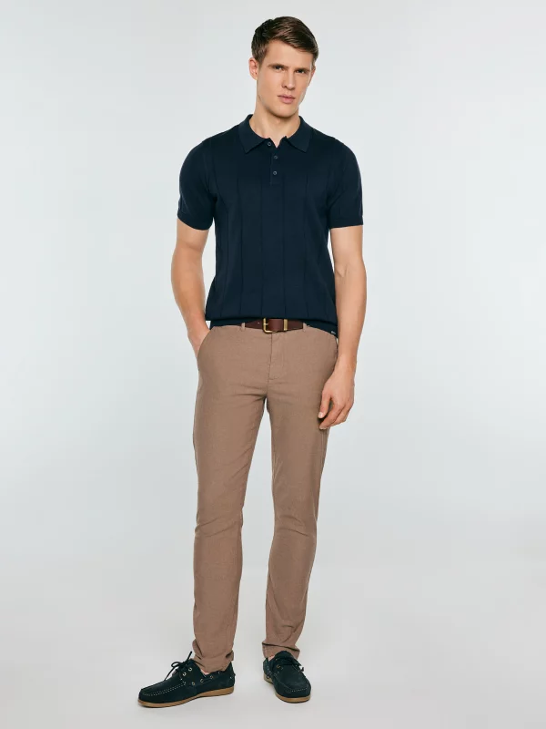 Sweter męski polo z krótkim rękawem granatowy Matison 403