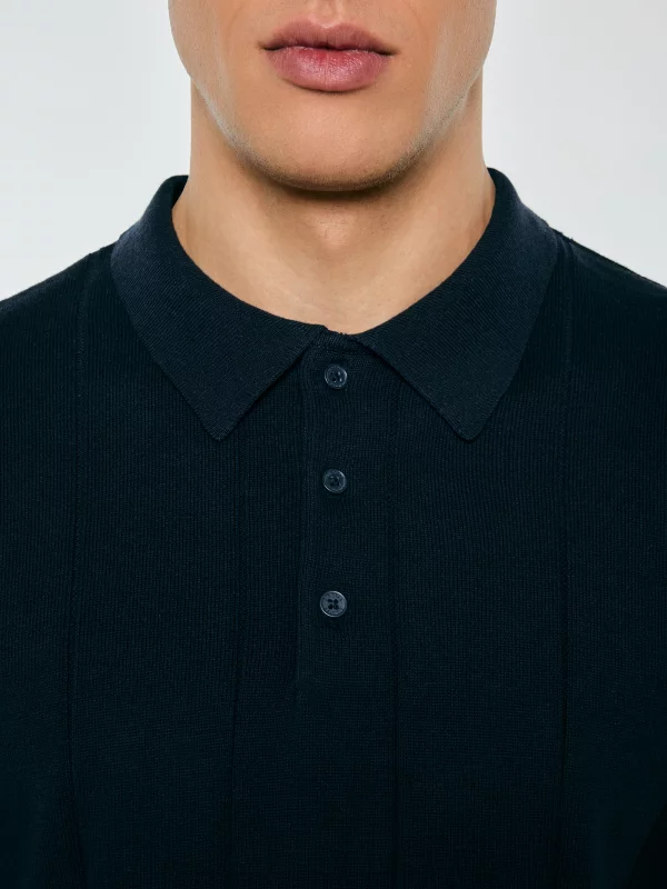 Sweter męski polo z krótkim rękawem granatowy Matison 403