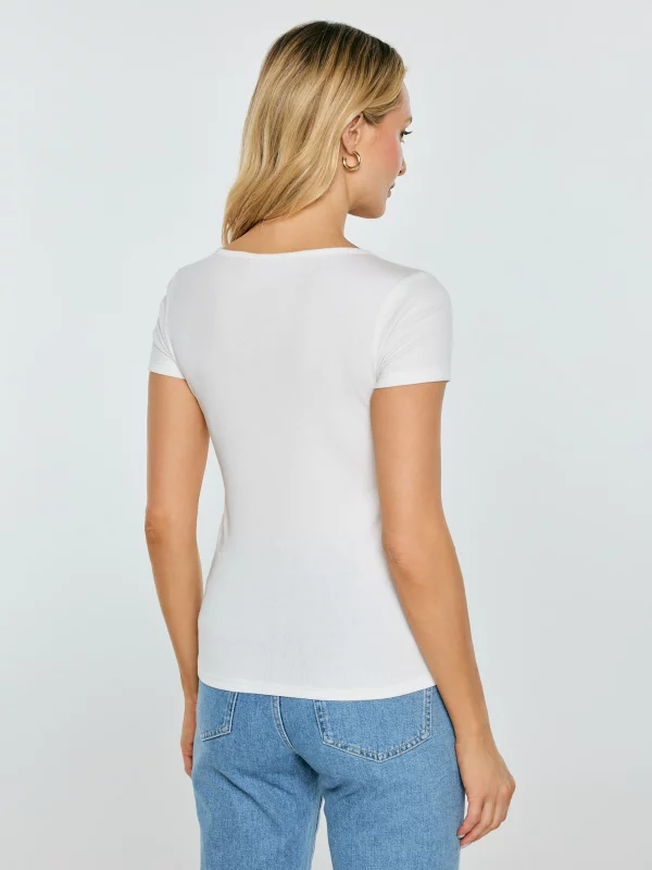 Koszulka damska slim w prążek biała Minsa 100