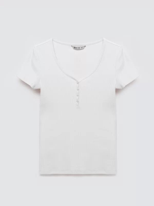 Koszulka damska slim w prążek biała Minsa 100