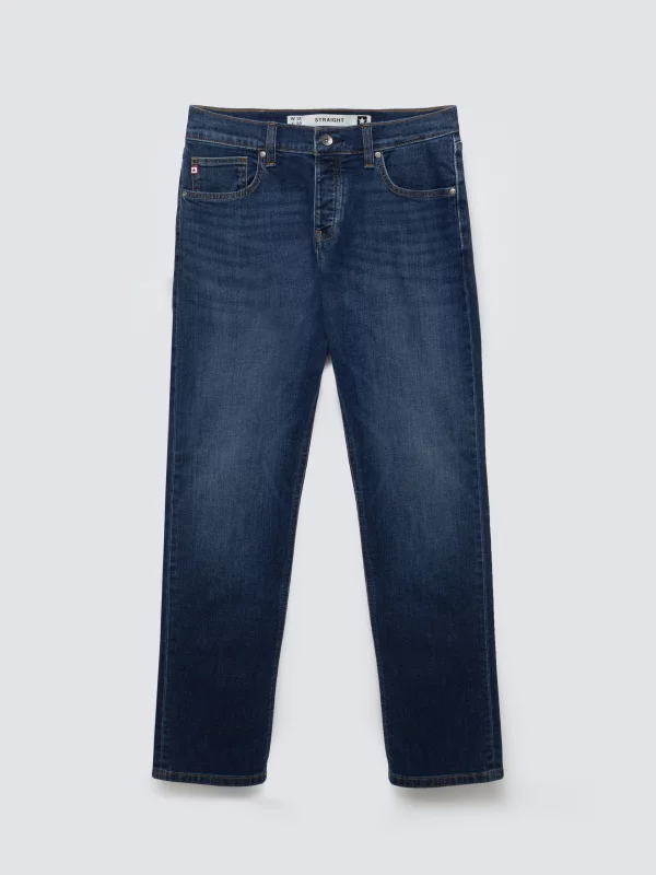 Jeansy męskie z prostą nogawką granatowe Ronald 315