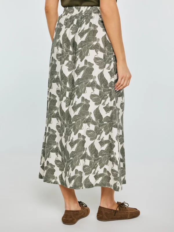 Spódnica damska lniana midi w roślinny wzór Roliana 000