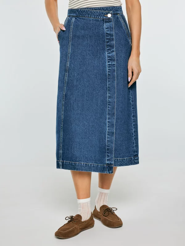 Spódnica damska midi jeansowa granatowa Roxana 567