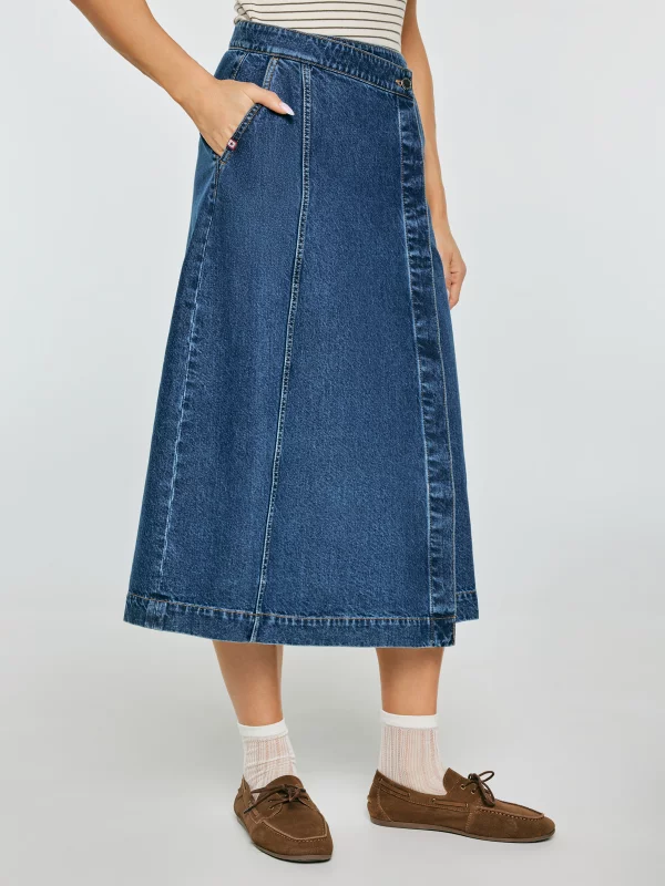 Spódnica damska midi jeansowa granatowa Roxana 567