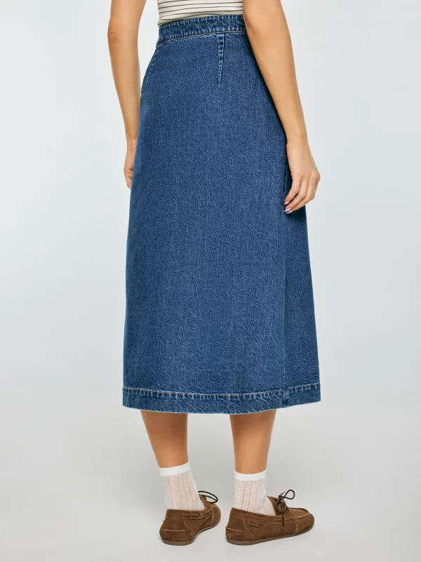 Spódnica damska midi jeansowa granatowa Roxana 567