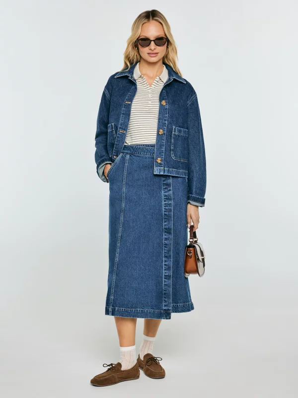 Spódnica damska midi jeansowa granatowa Roxana 567