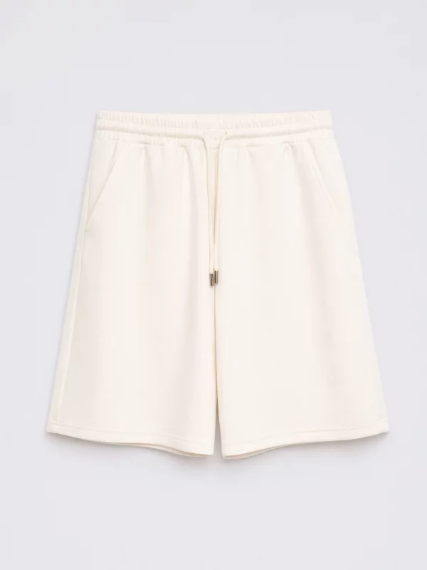 Szorty damskie dresowe z wiskozy kremowe Lunaras 102