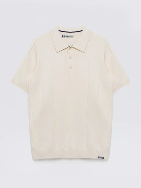 Sweter męski polo z krótkim rękawem perłowy Matison 103