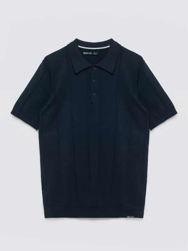 Sweter męski polo z krótkim rękawem granatowy Matison 403