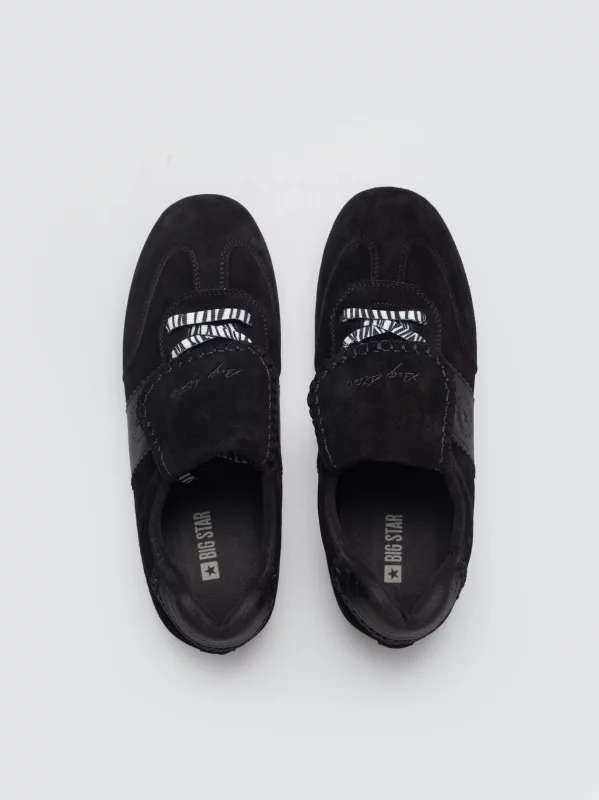 Sneakersy damskie ze skóry naturalnej czarne TT274688 906