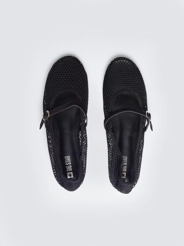 Baleriny damskie z siatki czarne TT274941 906